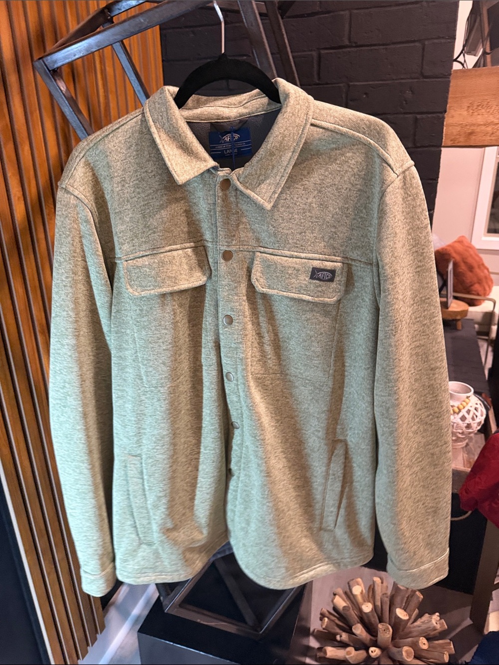 AFTCO Light Sage Green Button-Up Shirt Jacket